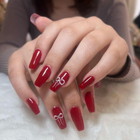 17 Chic Dark Red Coffin Nail Ideas