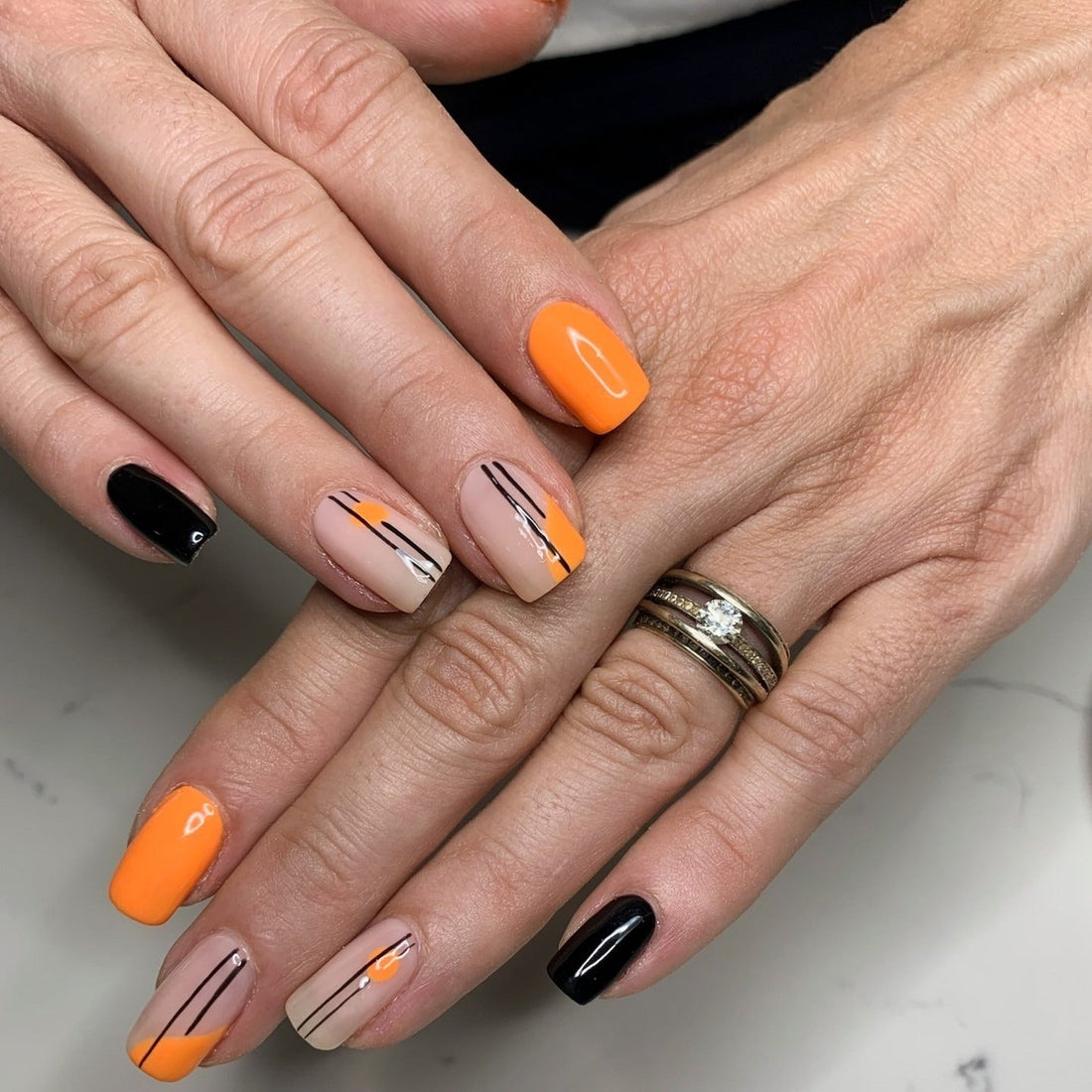 16 Bold Black And Orange Nail Looks