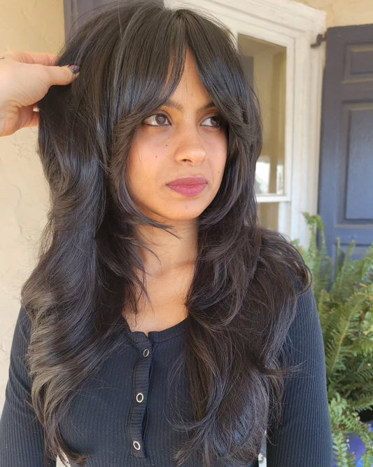 16 Glam Long Layered Hairstyles with Bangs