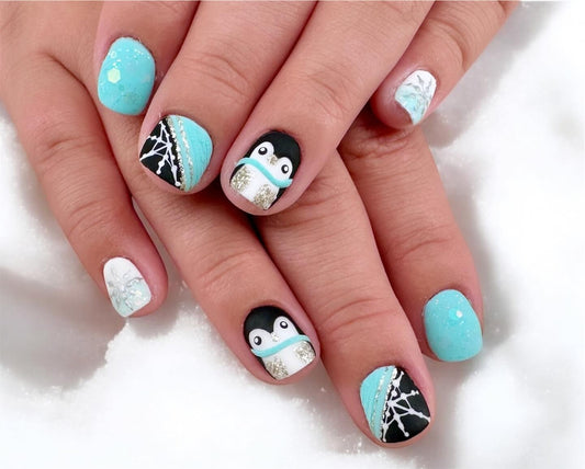 15 Penguin Nail Ideas with Cute Snowy Details